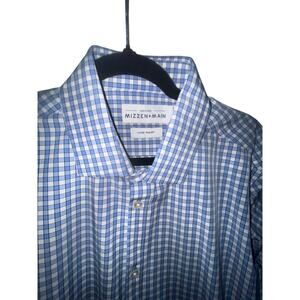 Mizzen + Main Leeward Large Fit Trim Blue White Long Sleeve Dress Short (188)